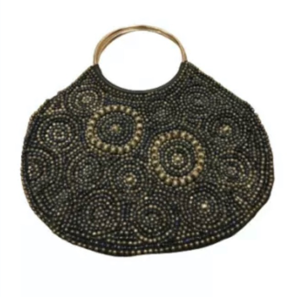 Coldwater Creek Evening Purse Black Embellished Faux Leather - Picture 2 of 11